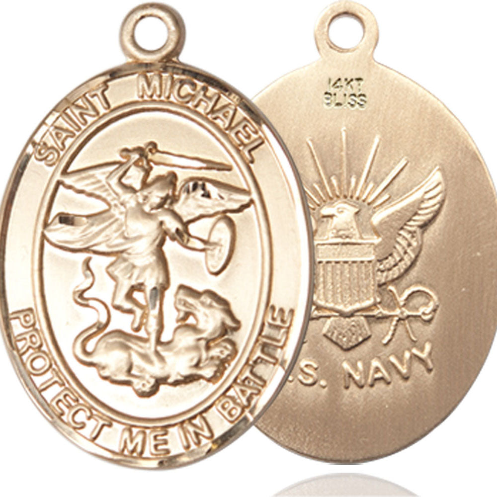 14kt Gold Saint Michael the Archangel/Navy Pendant - 1173KT6
