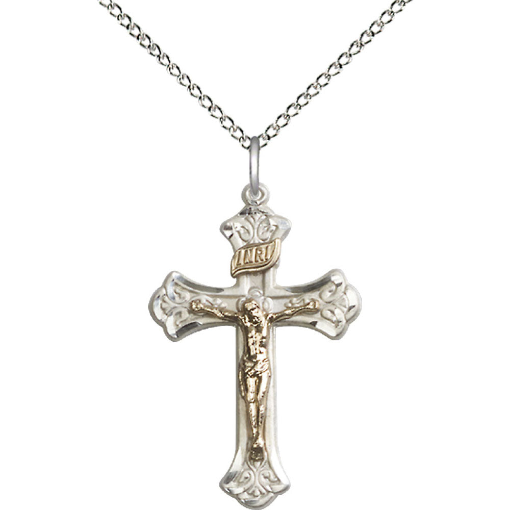 Gold Filled/Sterling Silver Crucifix Pendant - 2622GF_SS
