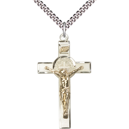 Gold Filled/Sterling Silver Saint Benedict Crucifix Pendant - 2645GF_SS