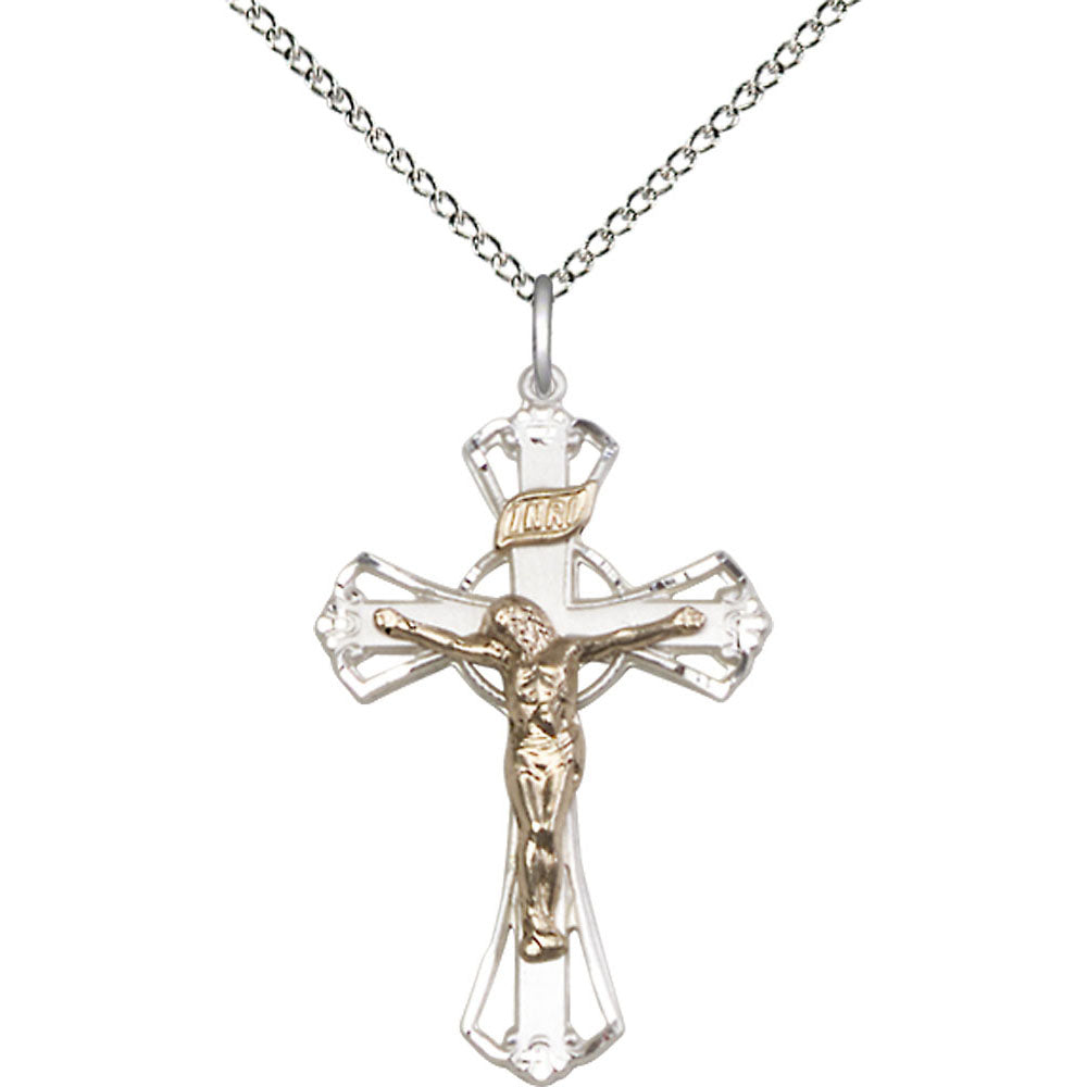 Gold Filled/Sterling Silver Crucifix Pendant - 2659GF_SS