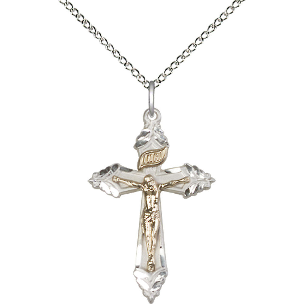 Gold Filled/Sterling Silver Crucifix Pendant - 2665GF_SS