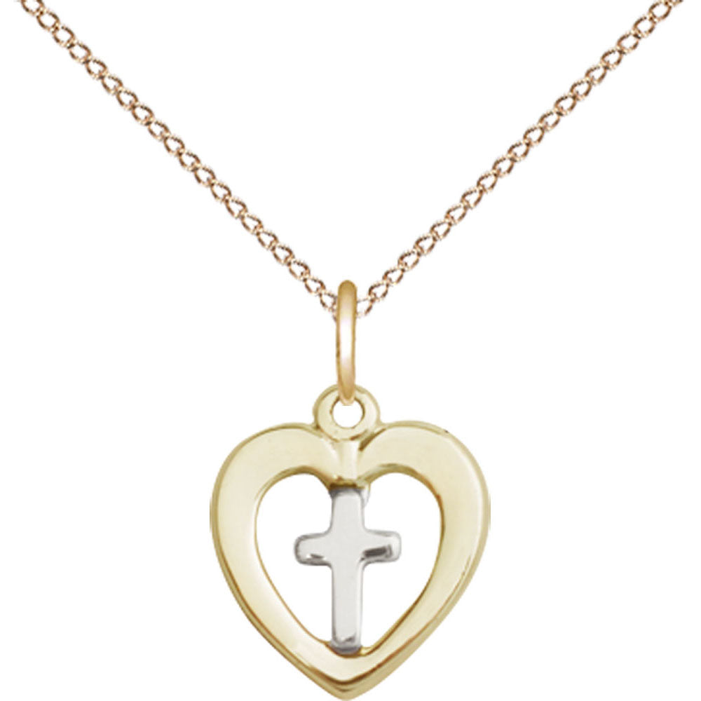 Sterling Silver/Gold Filled Heart / Cross Pendant - 3147SS_GF