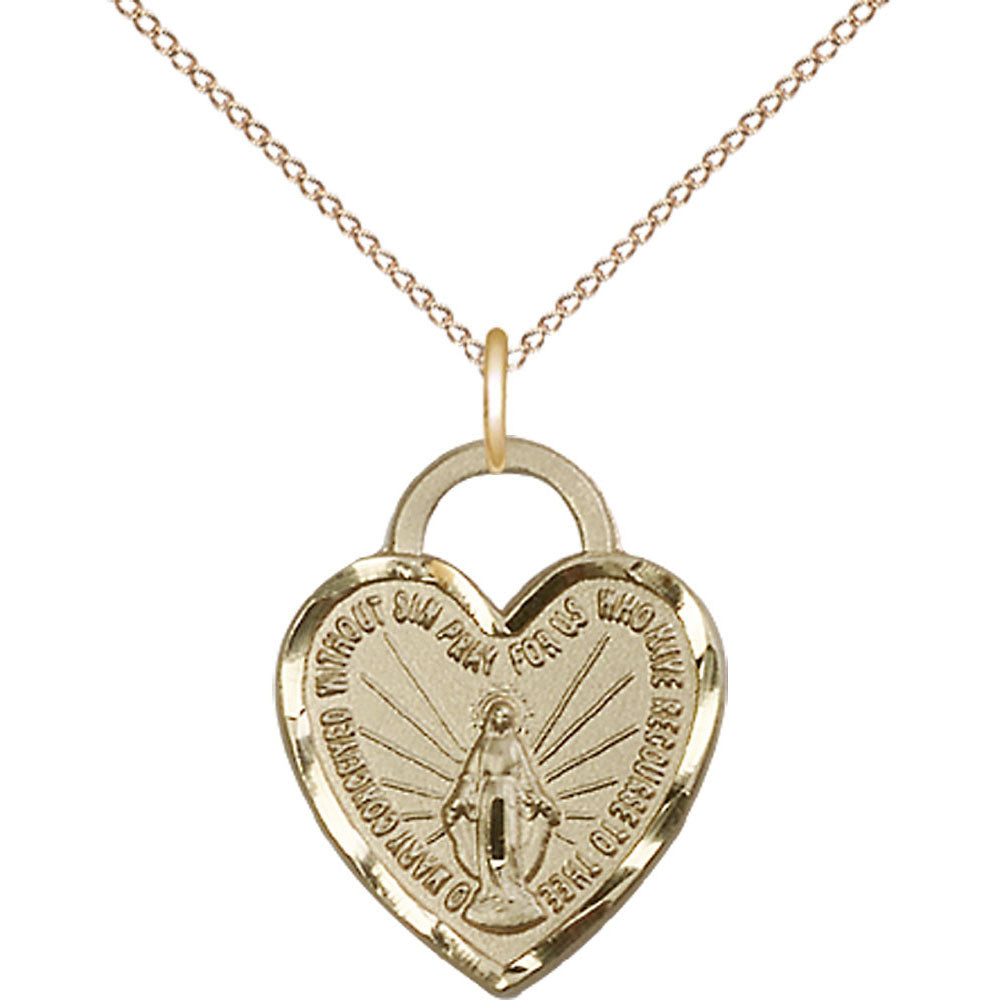 Gold Filled Miraculous Heart Pendant - 3201GF