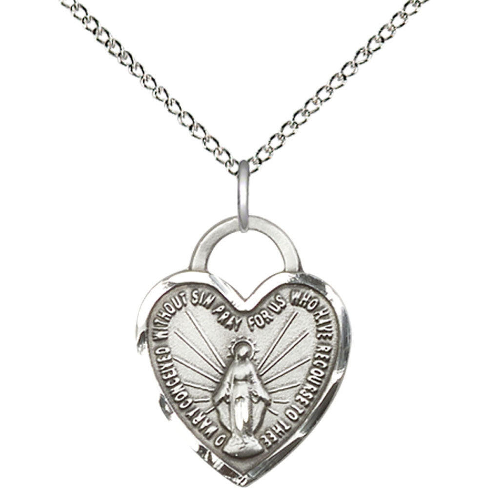 Sterling Silver Miraculous Heart Pendant - 3201SS