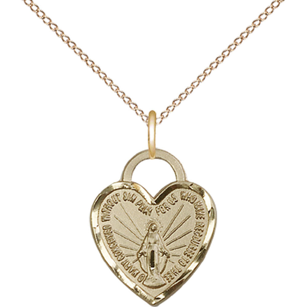 Gold Filled Miraculous Heart Pendant - 3401GF
