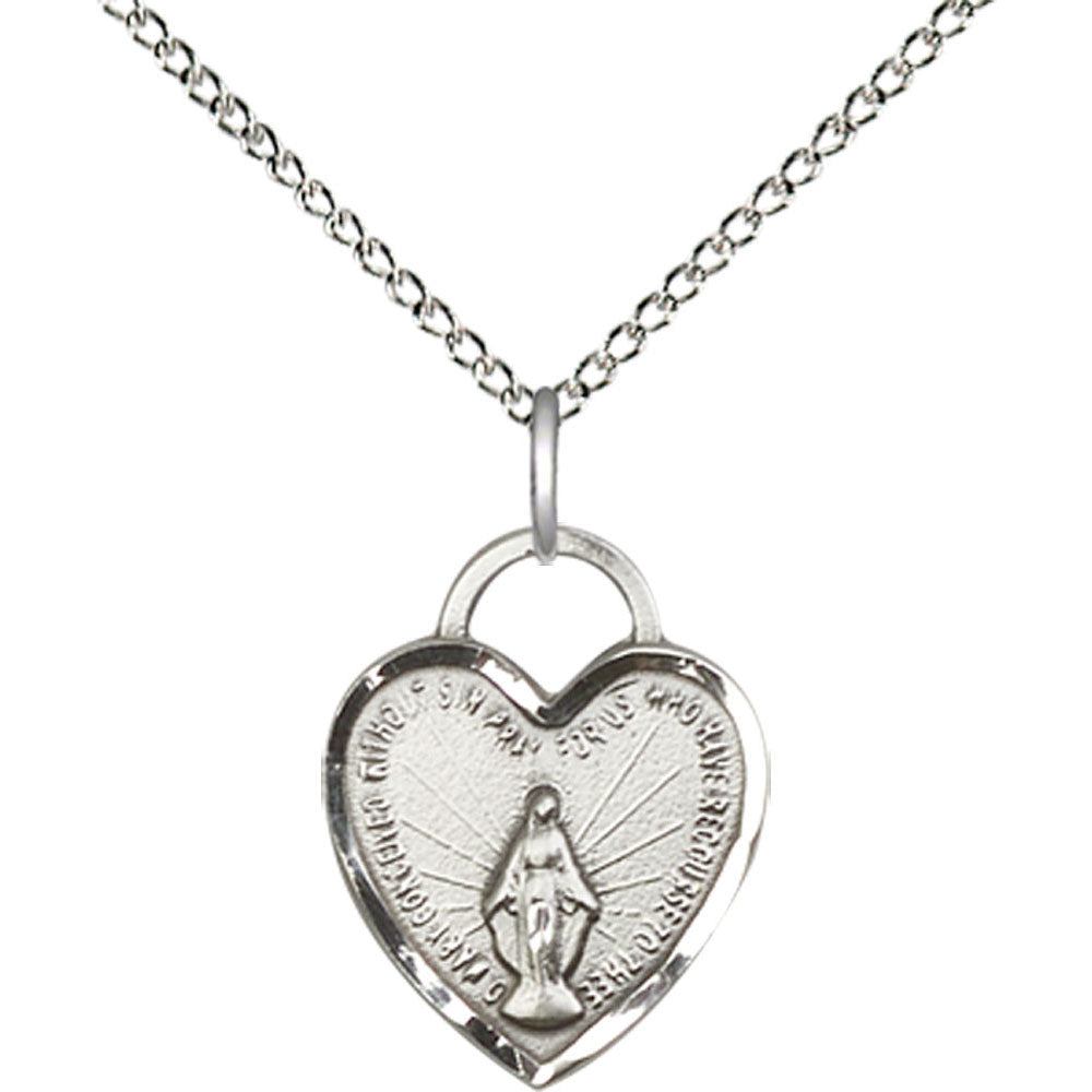 Sterling Silver Miraculous Heart Pendant - 3401SS