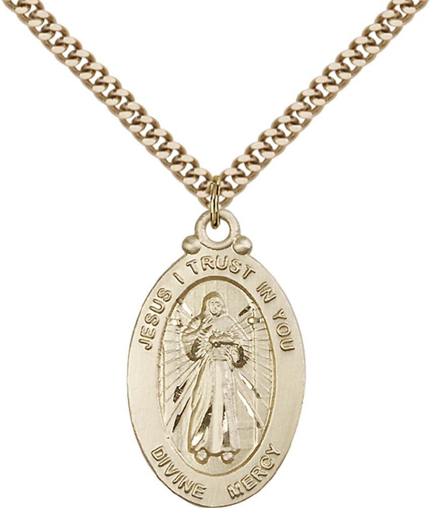 Gold Filled Divine Mercy Pendant - 4145DMGF