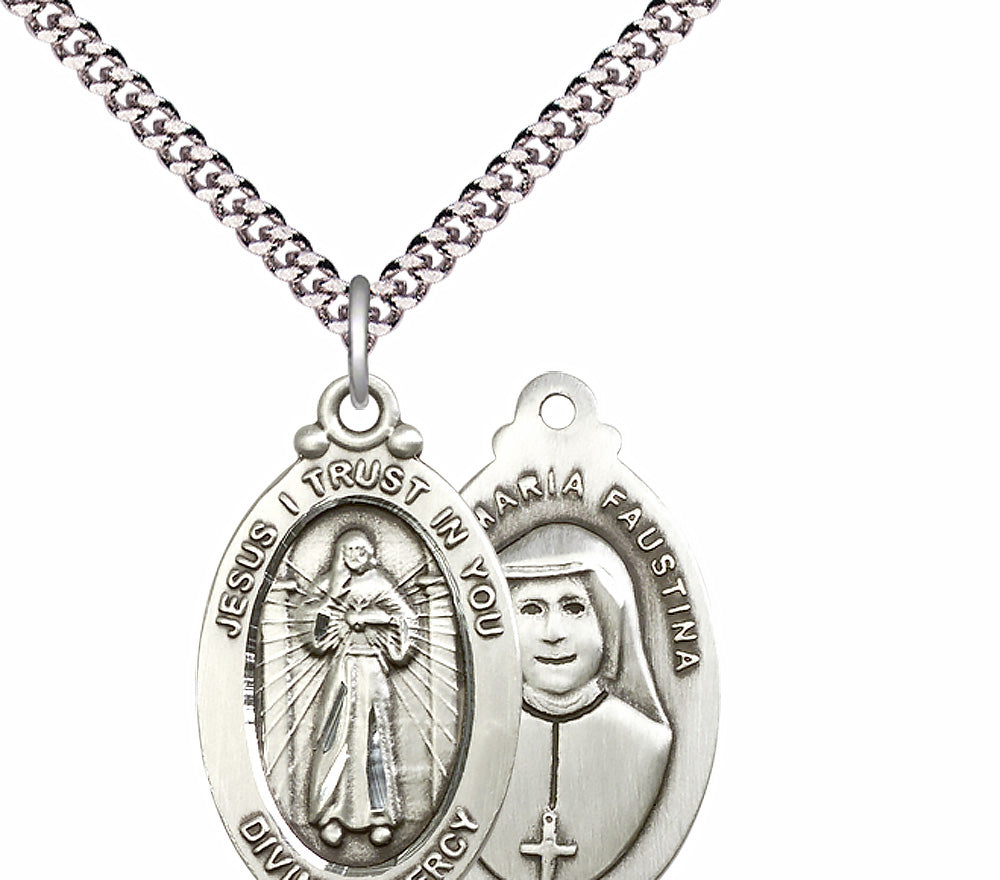 Sterling Silver Divine Mercy Pendant - 4145DMSS