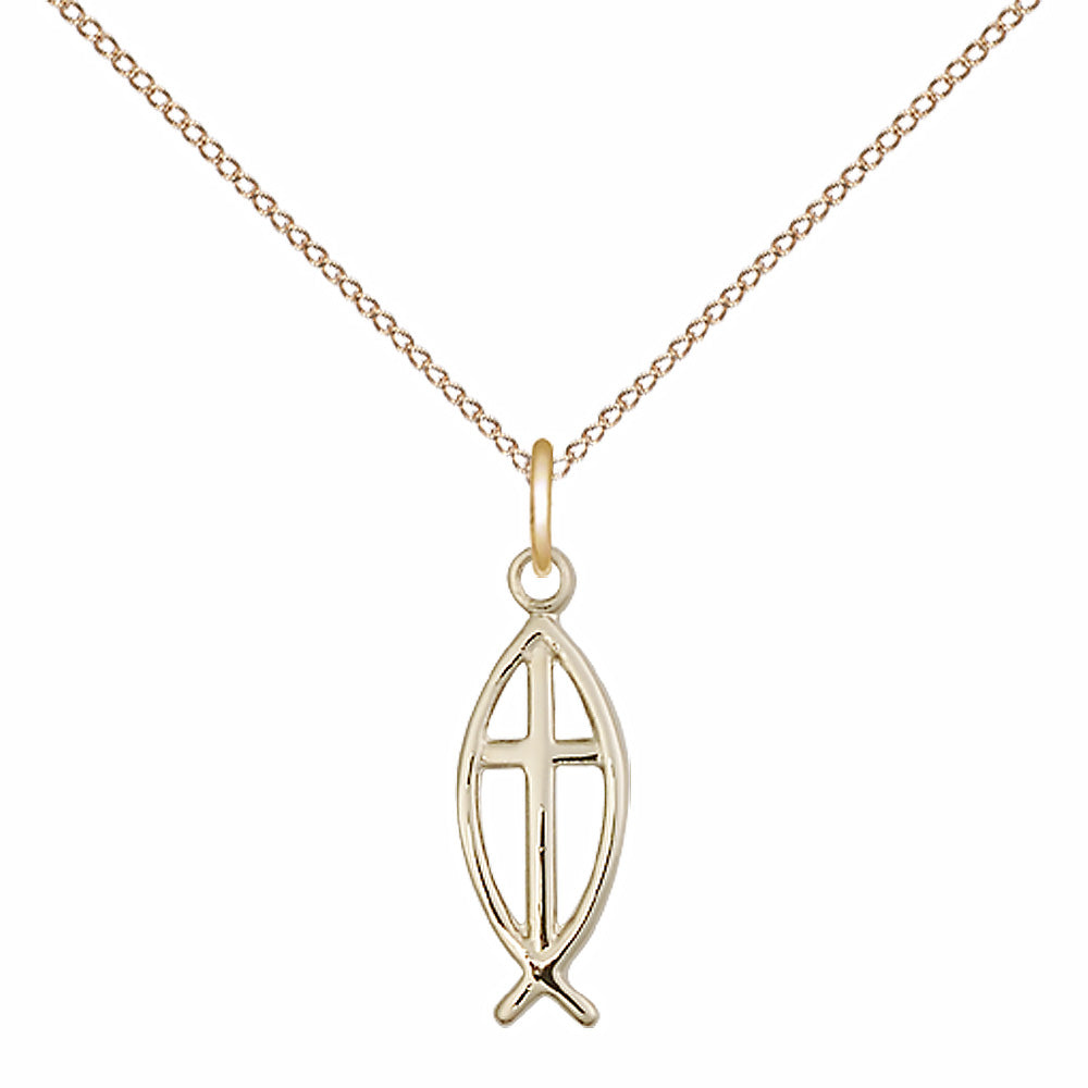 Gold Filled Fish / Cross Pendant - 4251GF