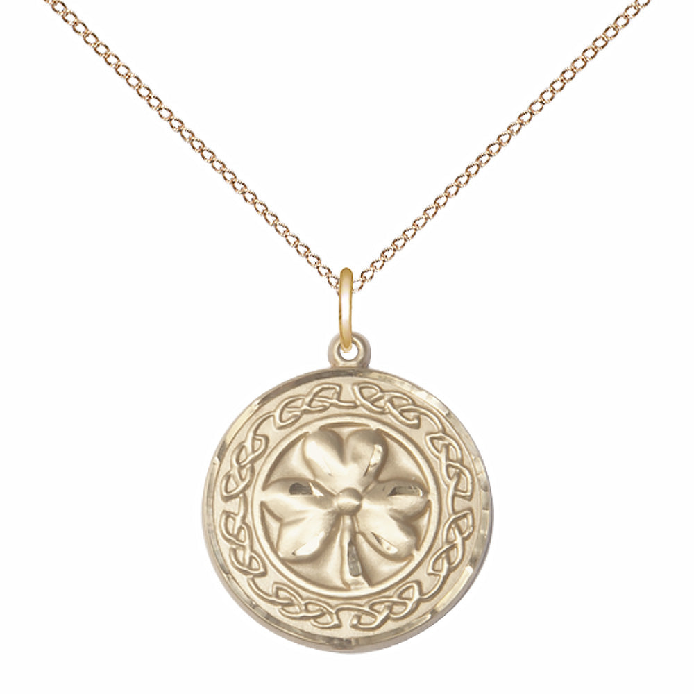 Gold Filled Shamrock w/ Celtic Border Pendant - 5106GF