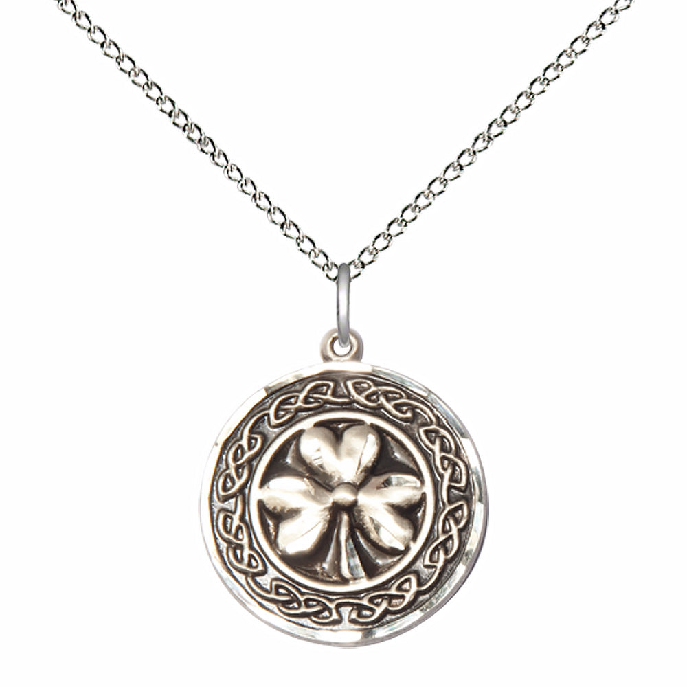 Sterling Silver Shamrock w/ Celtic Border Pendant - 5106SS