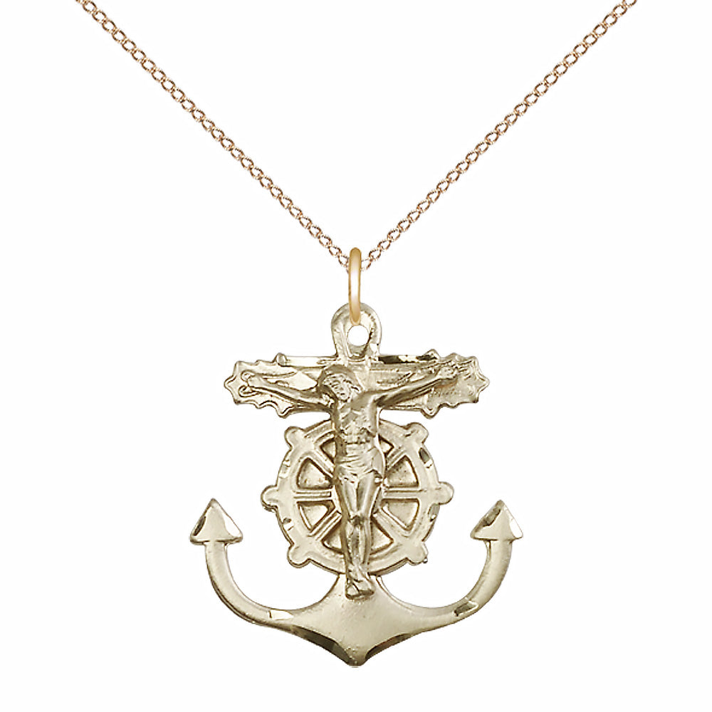 Gold Filled Anchor Crucifix Pendant - 5685GF