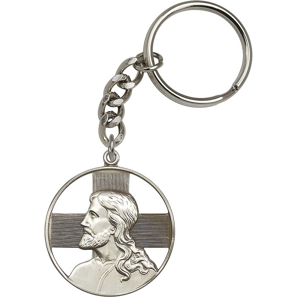 Antique Silver Christ Keychain - 5848