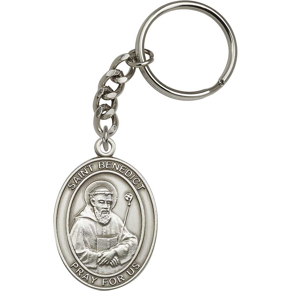 Antique Silver St. Benedict Keychain - 6708