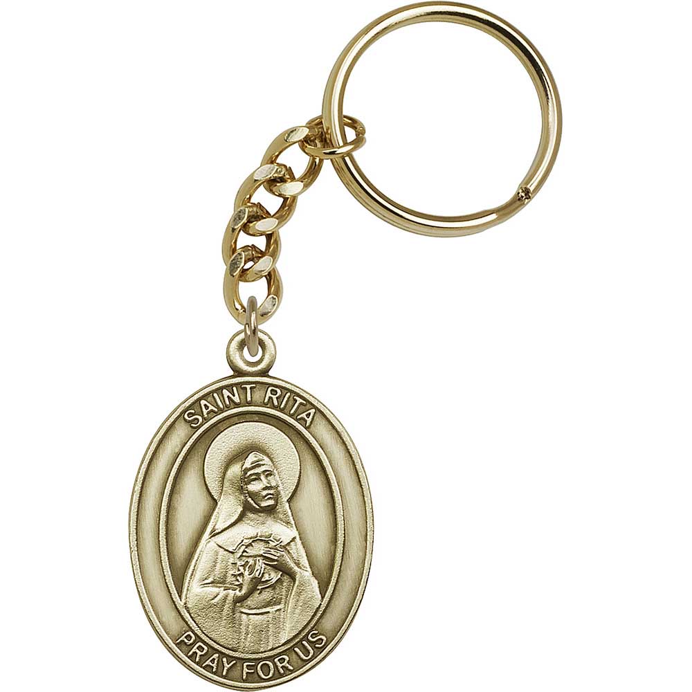 Antique Gold St. Rita of Cascia Keychain - 6794