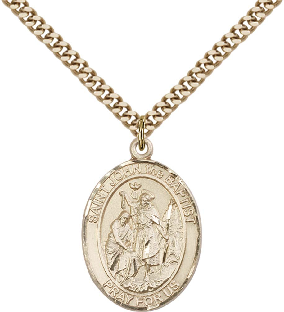 14kt Gold Filled St. John the Baptist Pendant with 24 inch Gold Plate ...