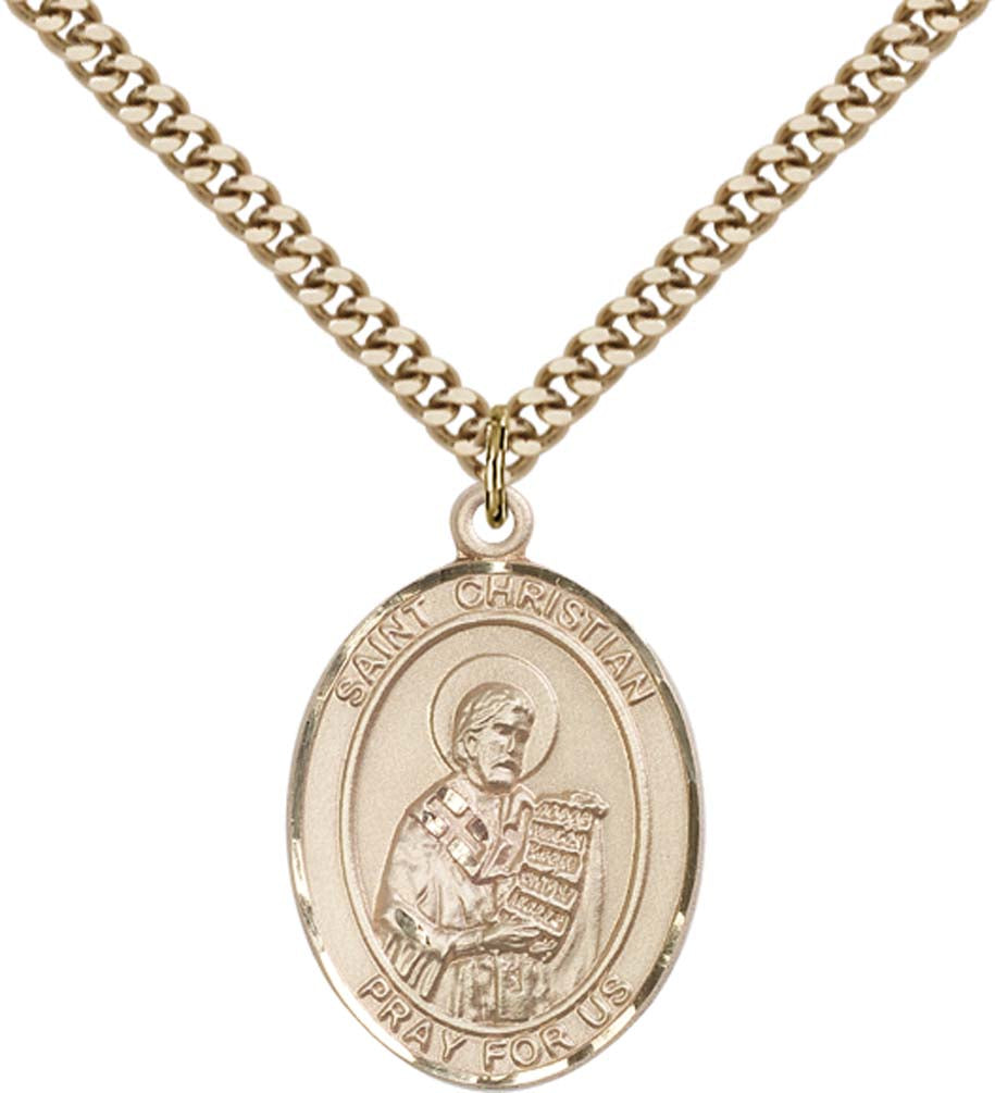 14kt Gold Filled St. Christian Demosthenes Pendant with 24 inch Gold P ...