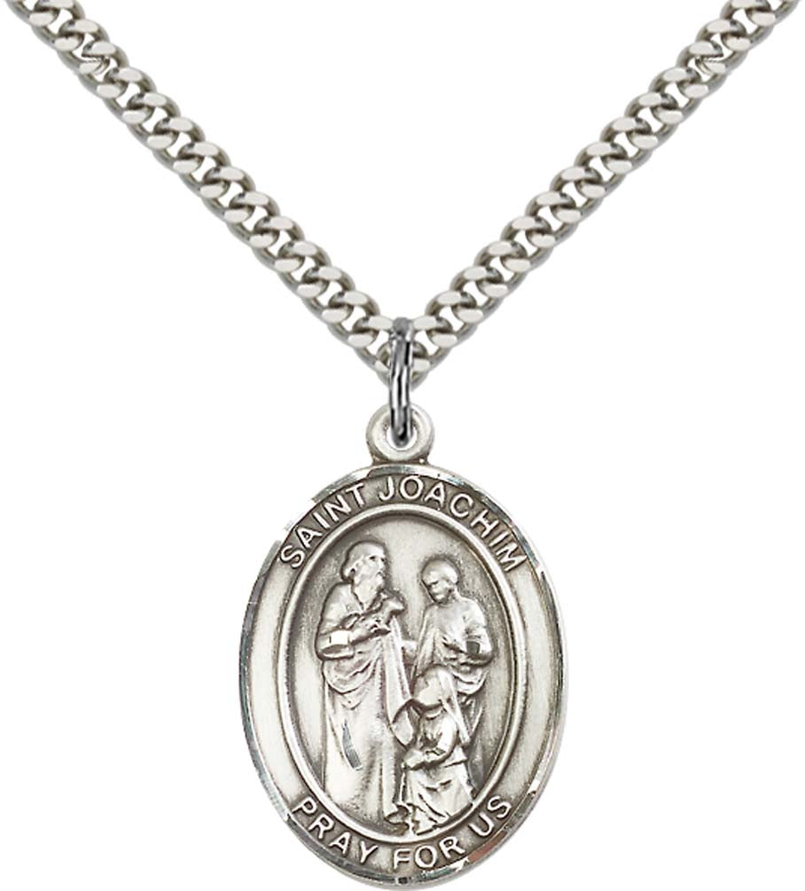 Sterling Silver St. Joachim Pendant with 24 Inch Light Rhodium Heavy C ...