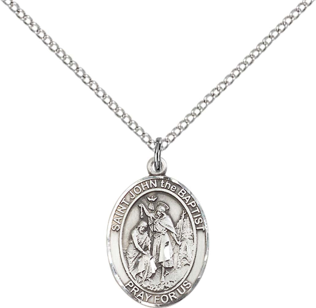 Sterling Silver St. John the Baptist Pendant with 18 inch Sterling Sil ...