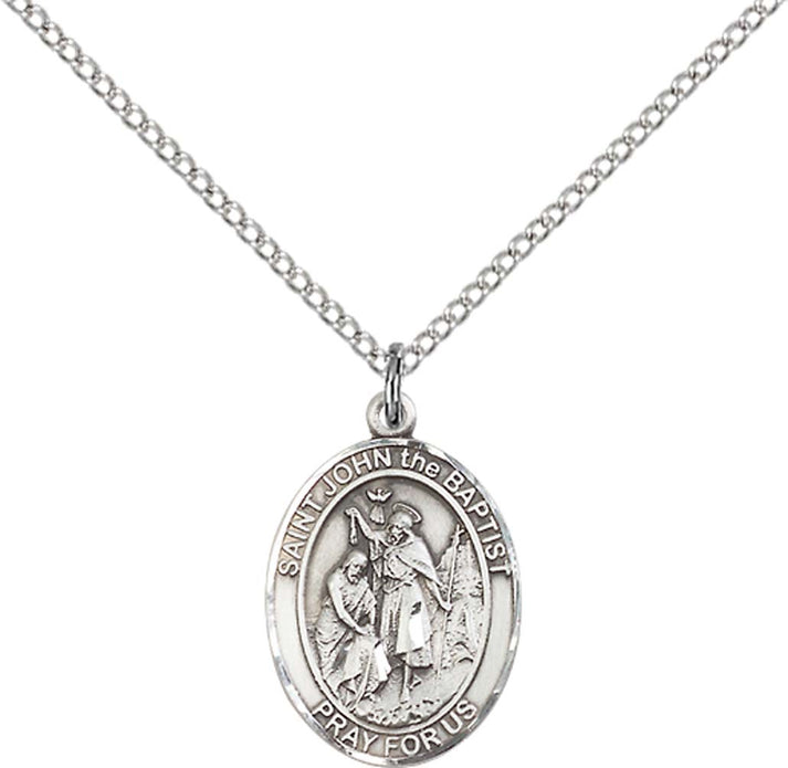 Sterling Silver St. John the Baptist Pendant with 18 inch Sterling Sil ...