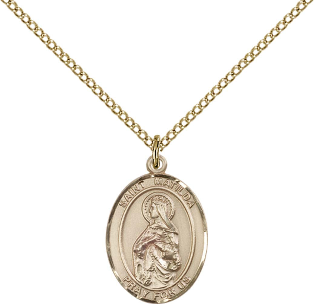14kt Gold Filled St. Matilda Pendant with 18 inch Gold Filled Light Curb Chain - Medium