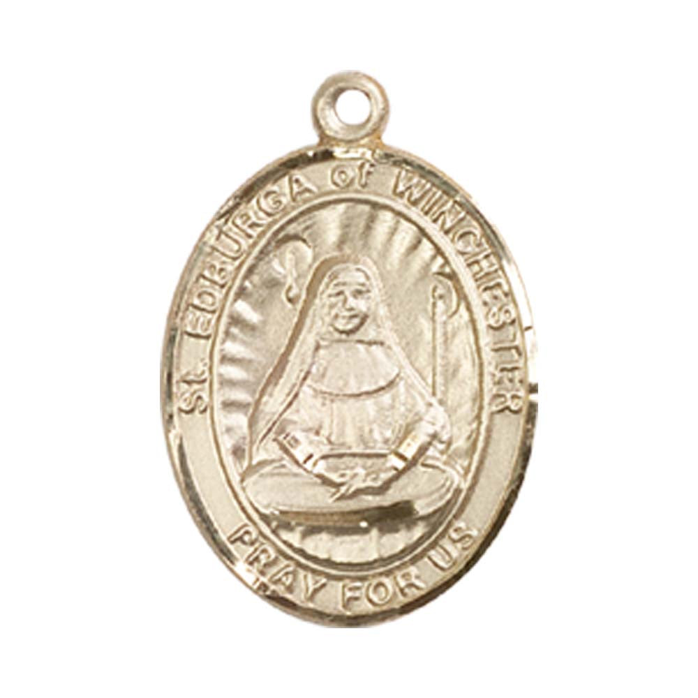 14kt Gold St. Edburga of Winchester Medal - Medium