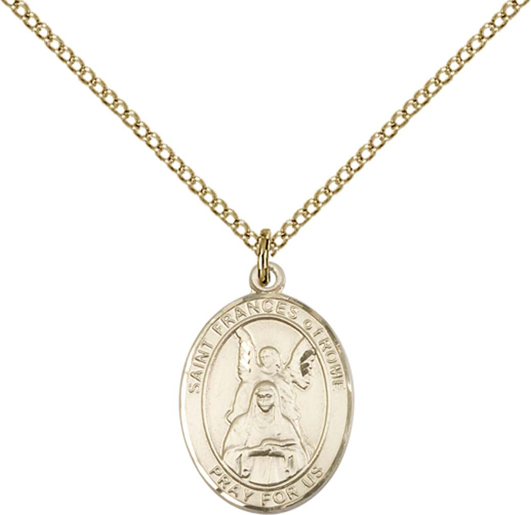 14kt Gold Filled St. Frances Of Rome Pendant with 18 inch Gold Filled Light Curb Chain
