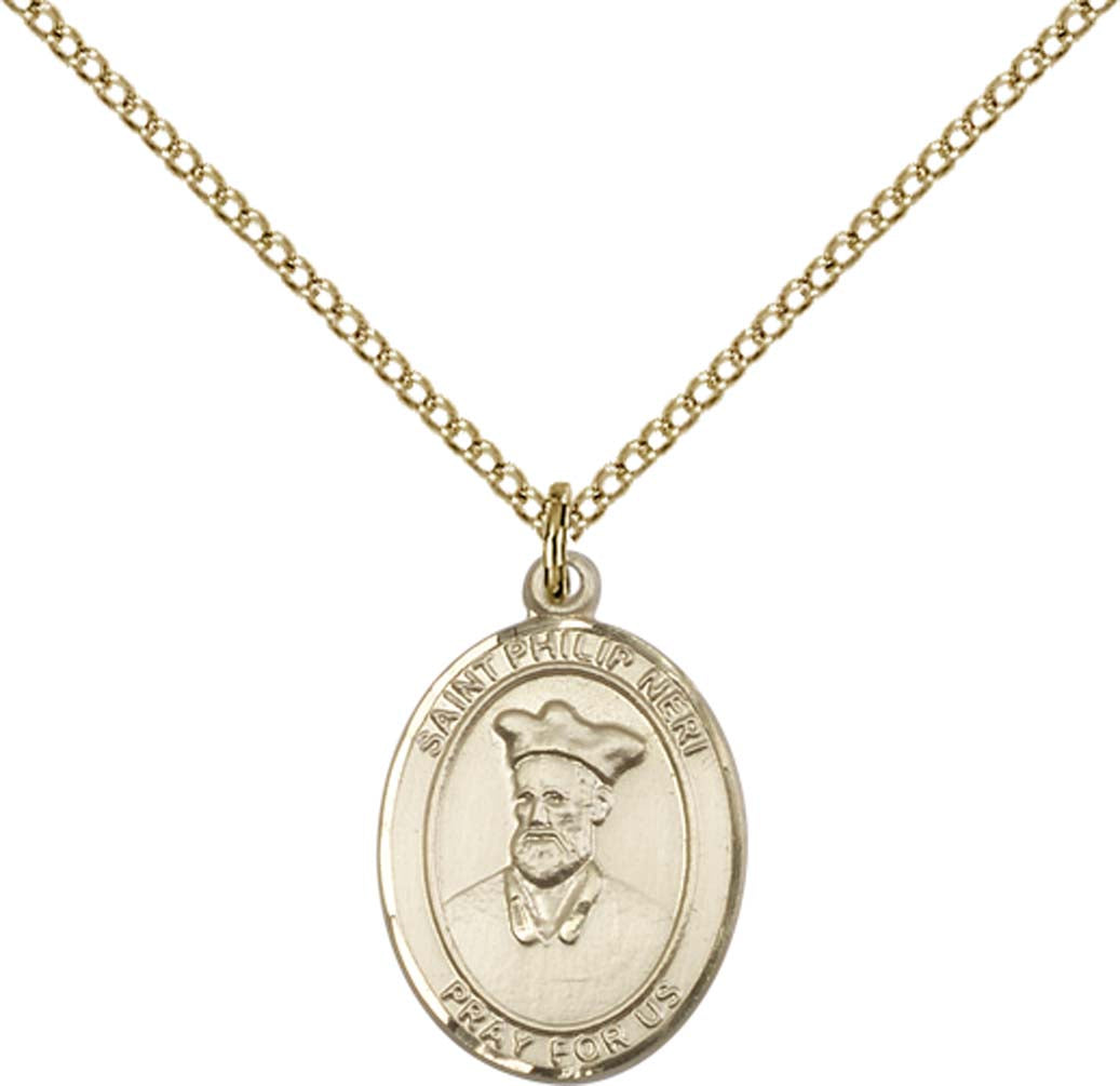 14kt Gold Filled St. Philip Neri Pendant with 18 inch Gold Filled Light Curb Chain
