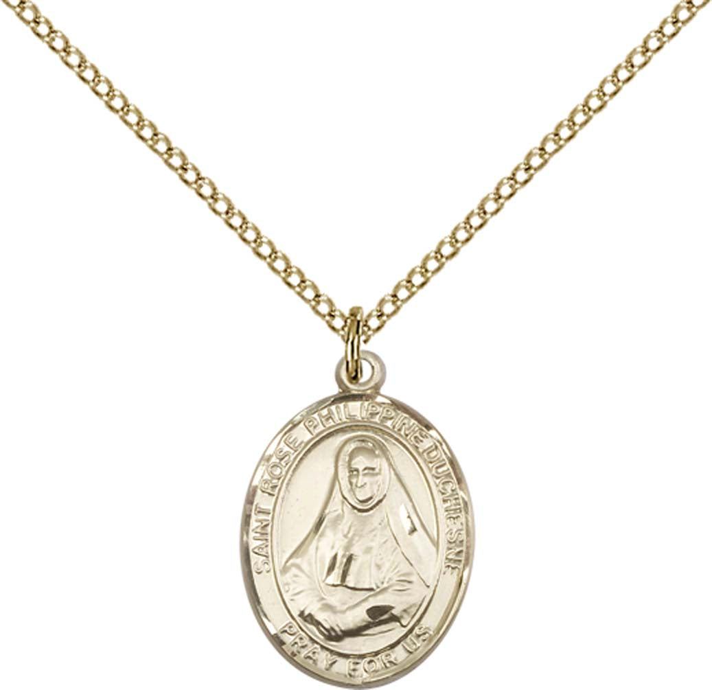 14kt Gold Filled St. Rose Philippine Pendant with 18 inch Gold Filled Light Curb Chain - Medium