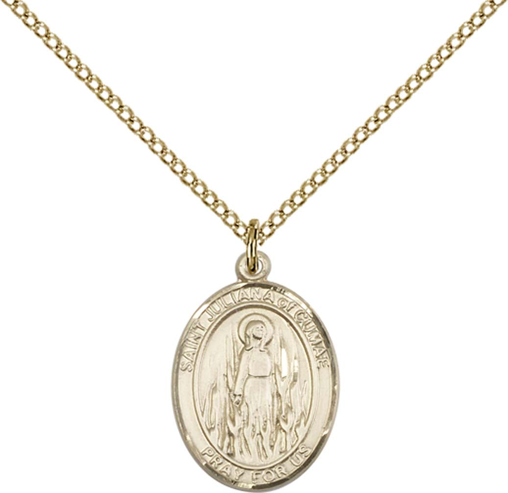 14kt Gold Filled St. Juliana Pendant with 18 inch Gold Filled Light Curb Chain