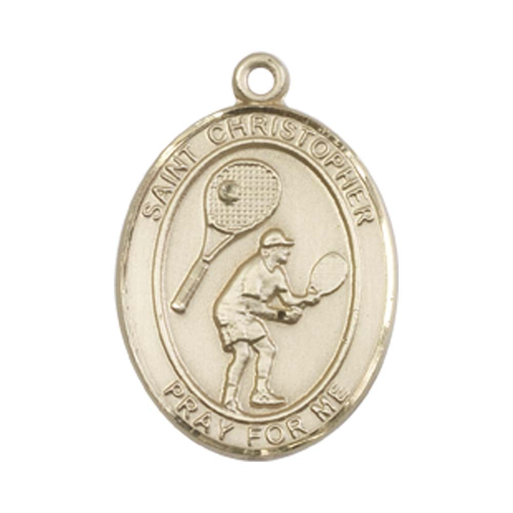 14kt Gold St. Christopher/Tennis Medal - Medium