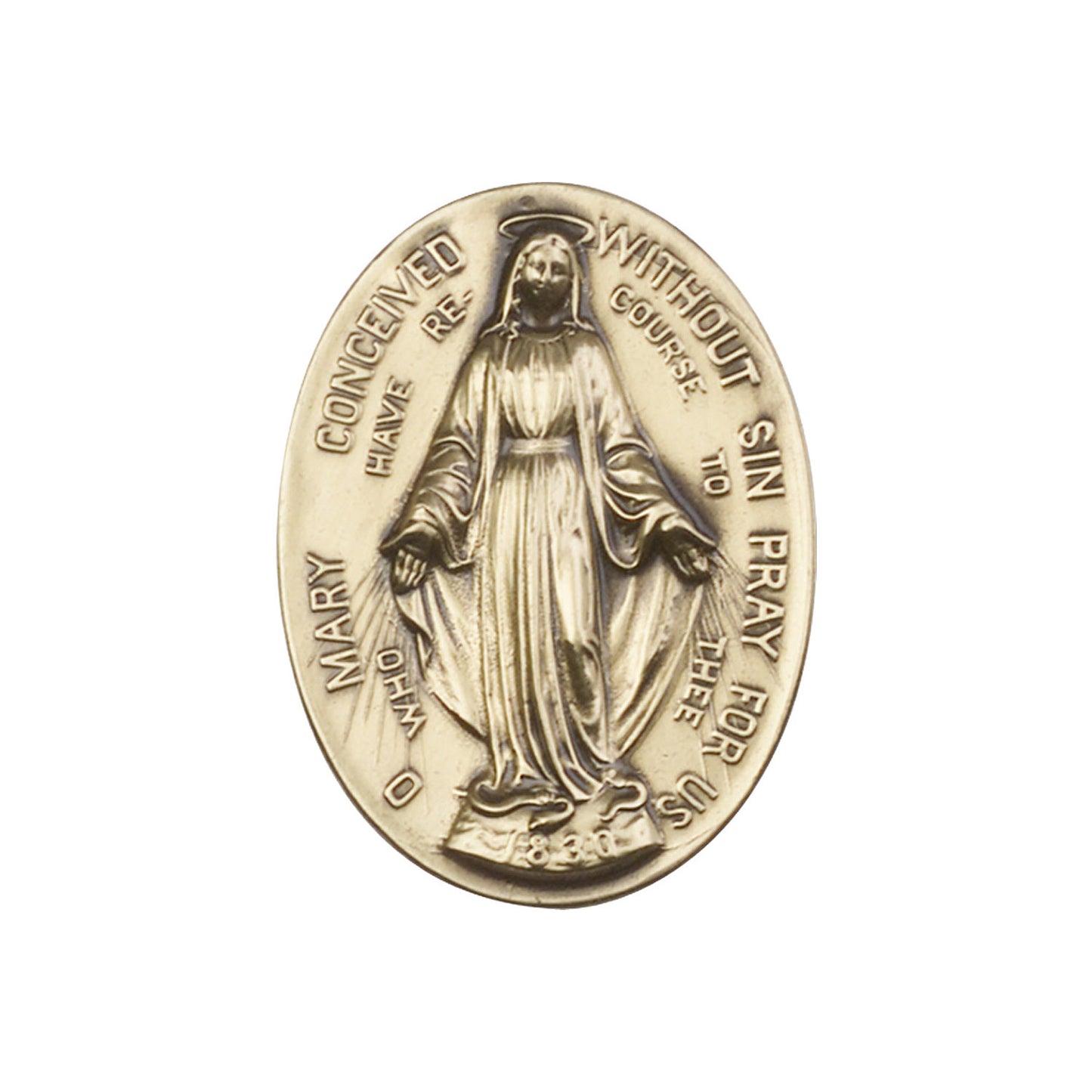 Antique Gold Immaculate  Conception Visor Clip - 89-100VG
