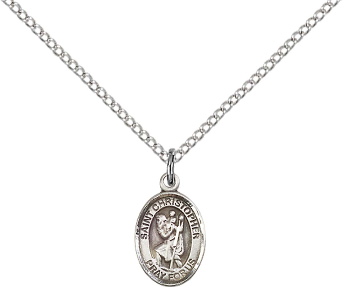 Sterling Silver St. Christopher Pendant with 18 inch Sterling Silver L ...