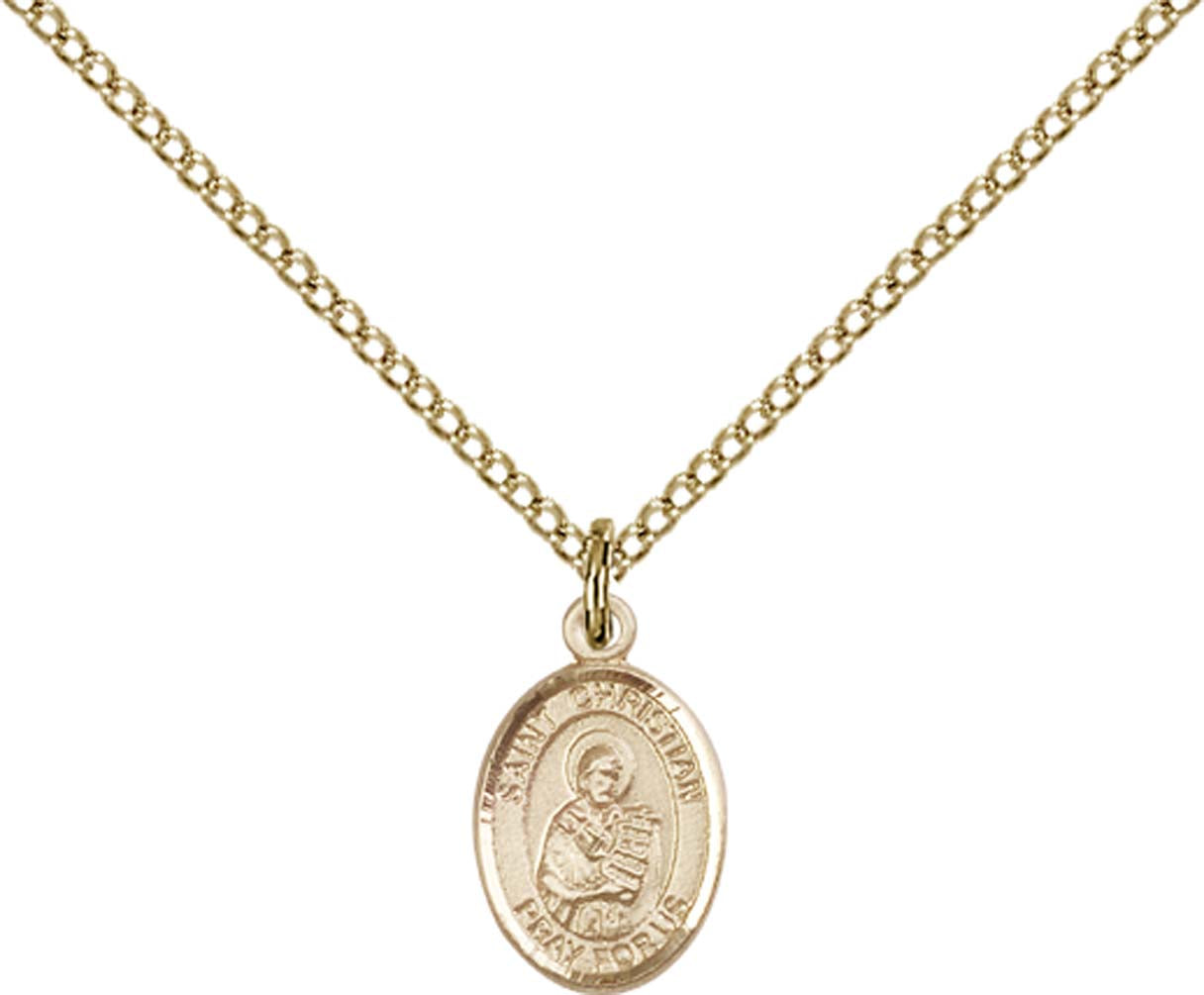 14kt Gold Filled St. Christian Demosthenes Pendant with 18 inch Gold F ...