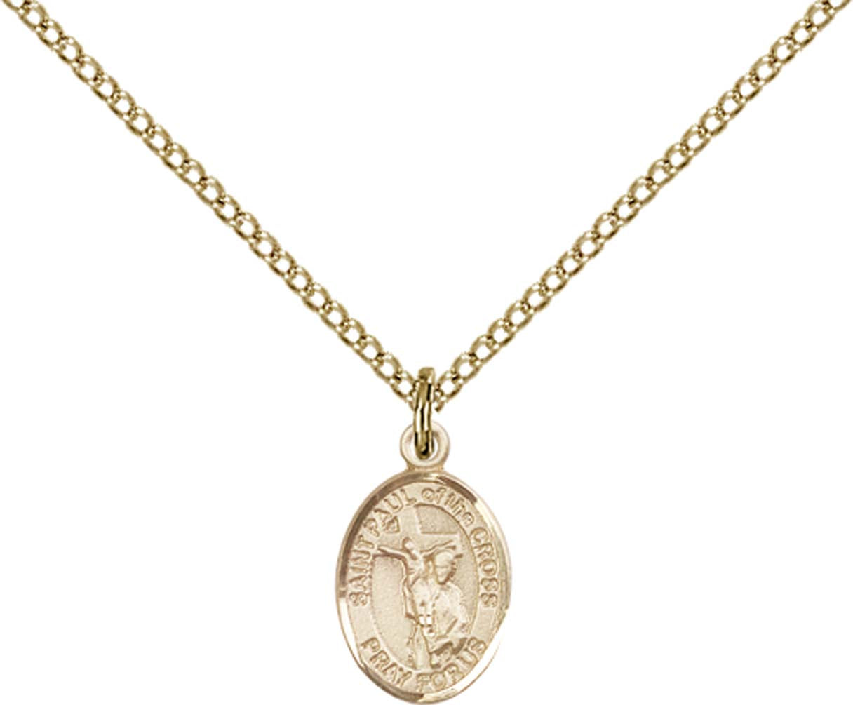 14kt Gold Filled St. Paul of the Cross Pendant with 18 inch Gold Filled Light Curb Chain - Small