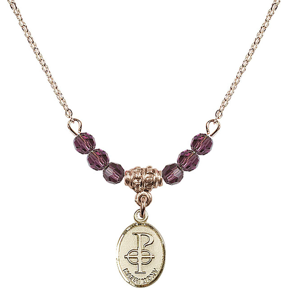 14kt Gold Filled Matrimony Birthstone Necklace with Amethyst Beads - 0969
