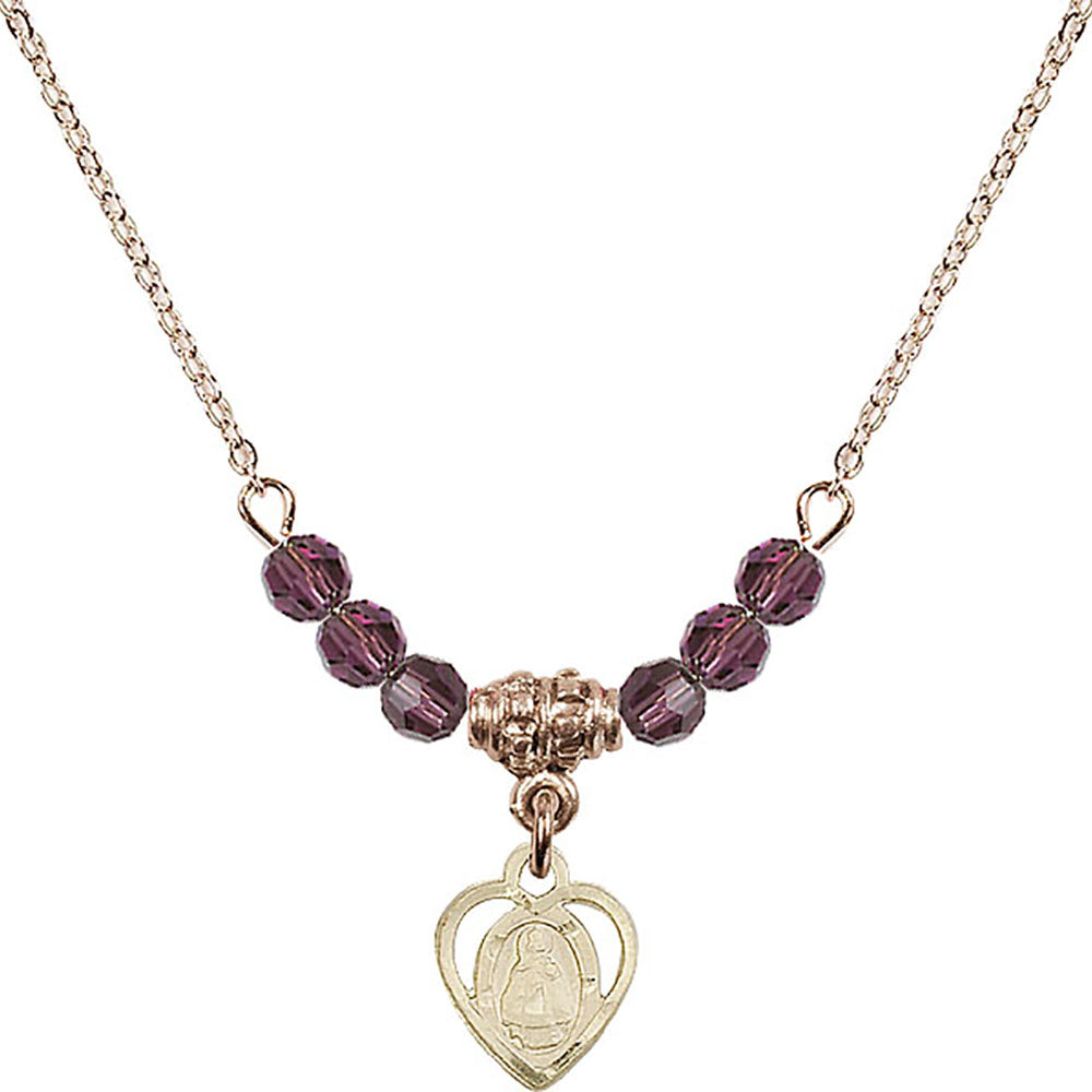 14kt Gold Filled Infant Birthstone Necklace with Amethyst Beads - 5413
