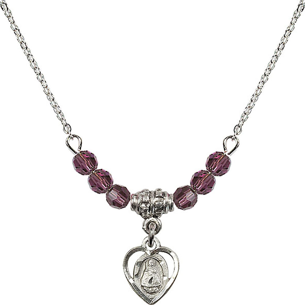 Sterling Silver Infant Birthstone Necklace with Amethyst Beads - 5413