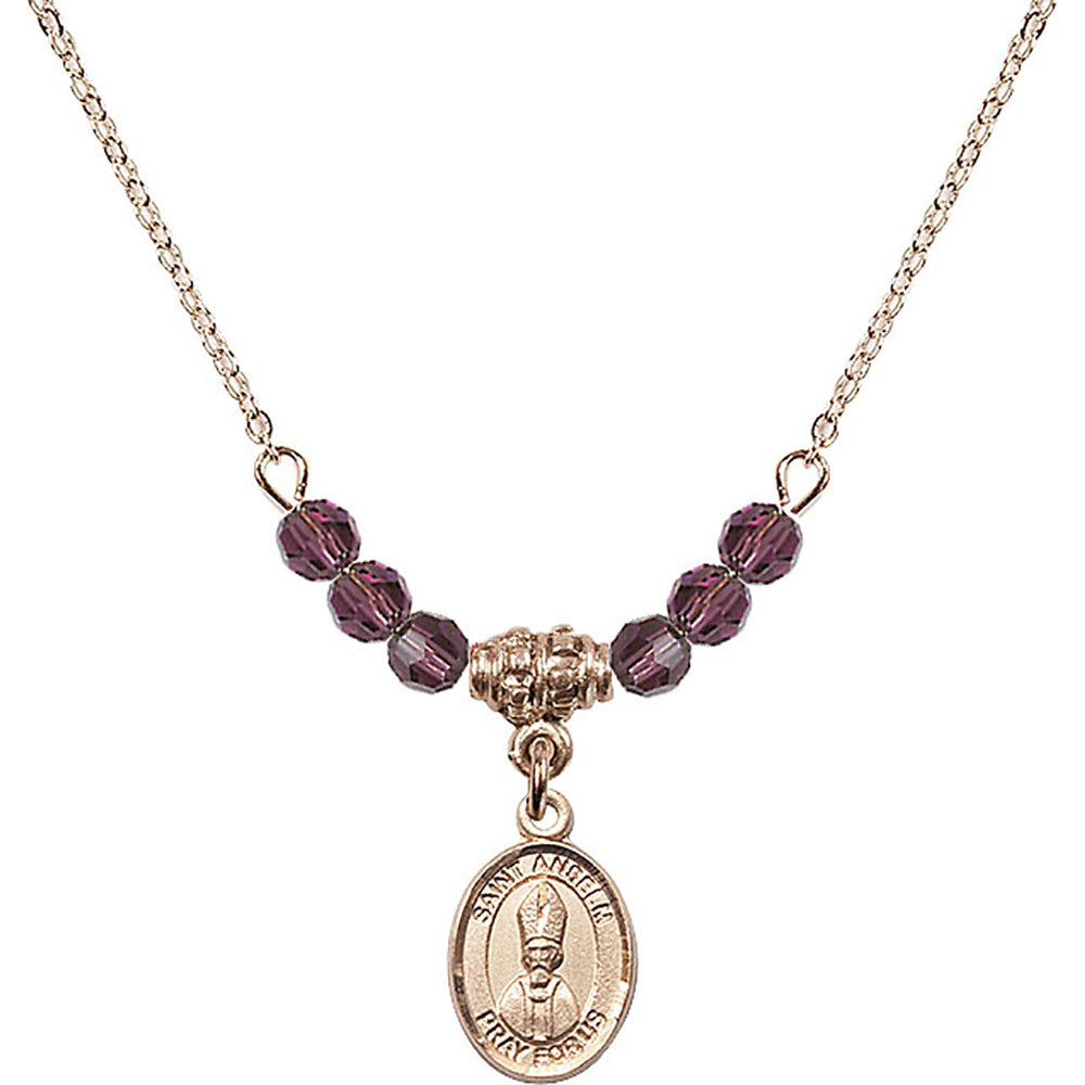 14kt Gold Filled Saint Anselm of Canterbury Birthstone Necklace with Amethyst Beads - 9342