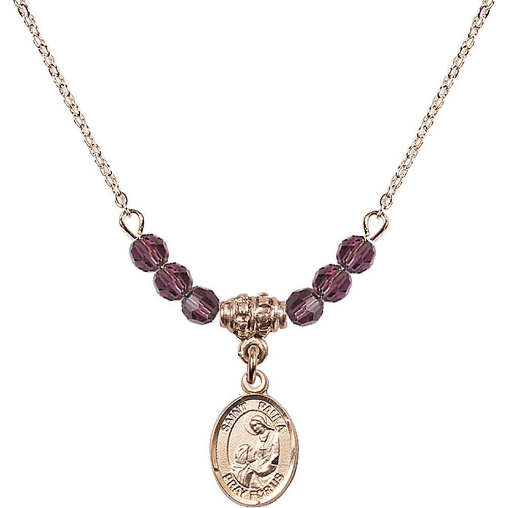 14kt Gold Filled Saint Paula Birthstone Necklace with Amethyst Beads - 9359