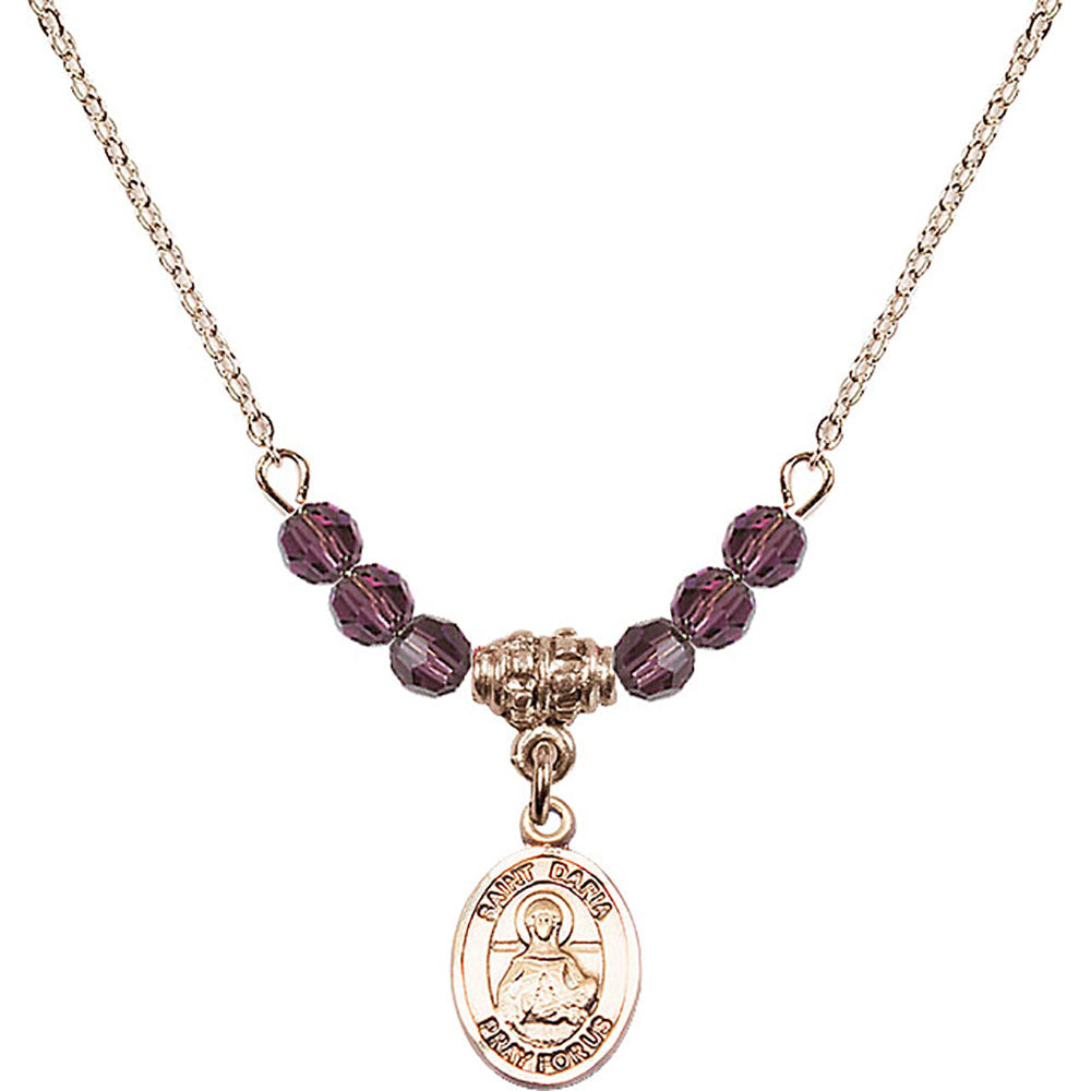 14kt Gold Filled Saint Daria Birthstone Necklace with Amethyst Beads - 9396