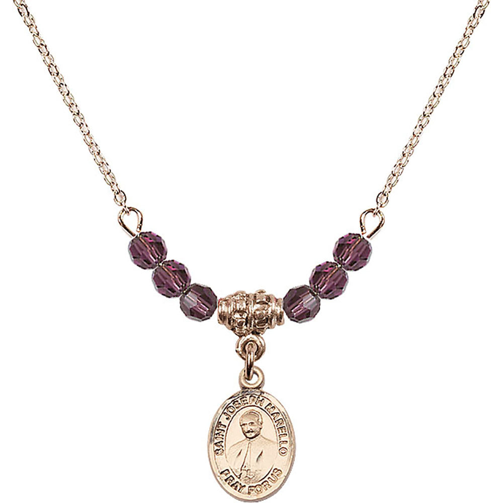 14kt Gold Filled Saint Joseph Marello Birthstone Necklace with Amethyst Beads - 9430