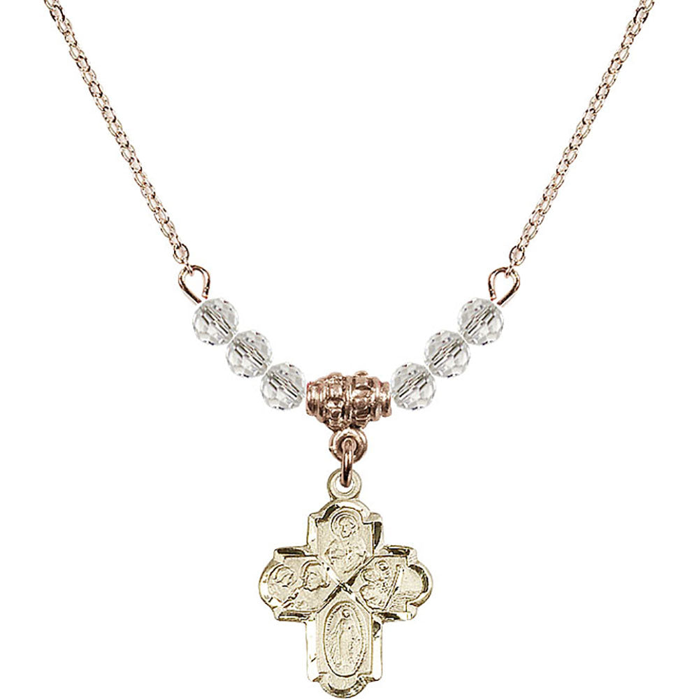 14kt Gold Filled 4-Way Birthstone Necklace with Crystal Beads - 0047