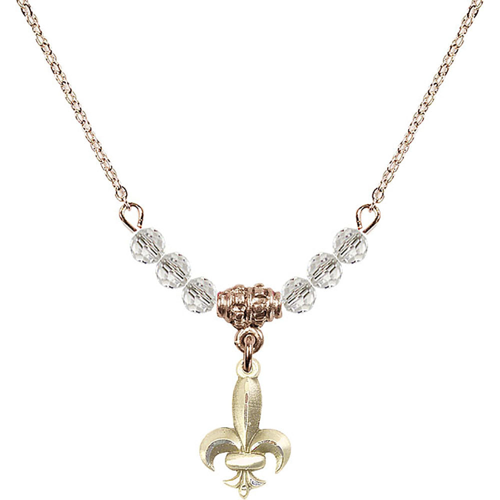 14kt Gold Filled Fleur de Lis Birthstone Necklace with Crystal Beads - 0293