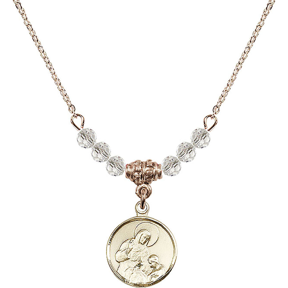 14kt Gold Filled Saint Ann Birthstone Necklace with Crystal Beads - 0601