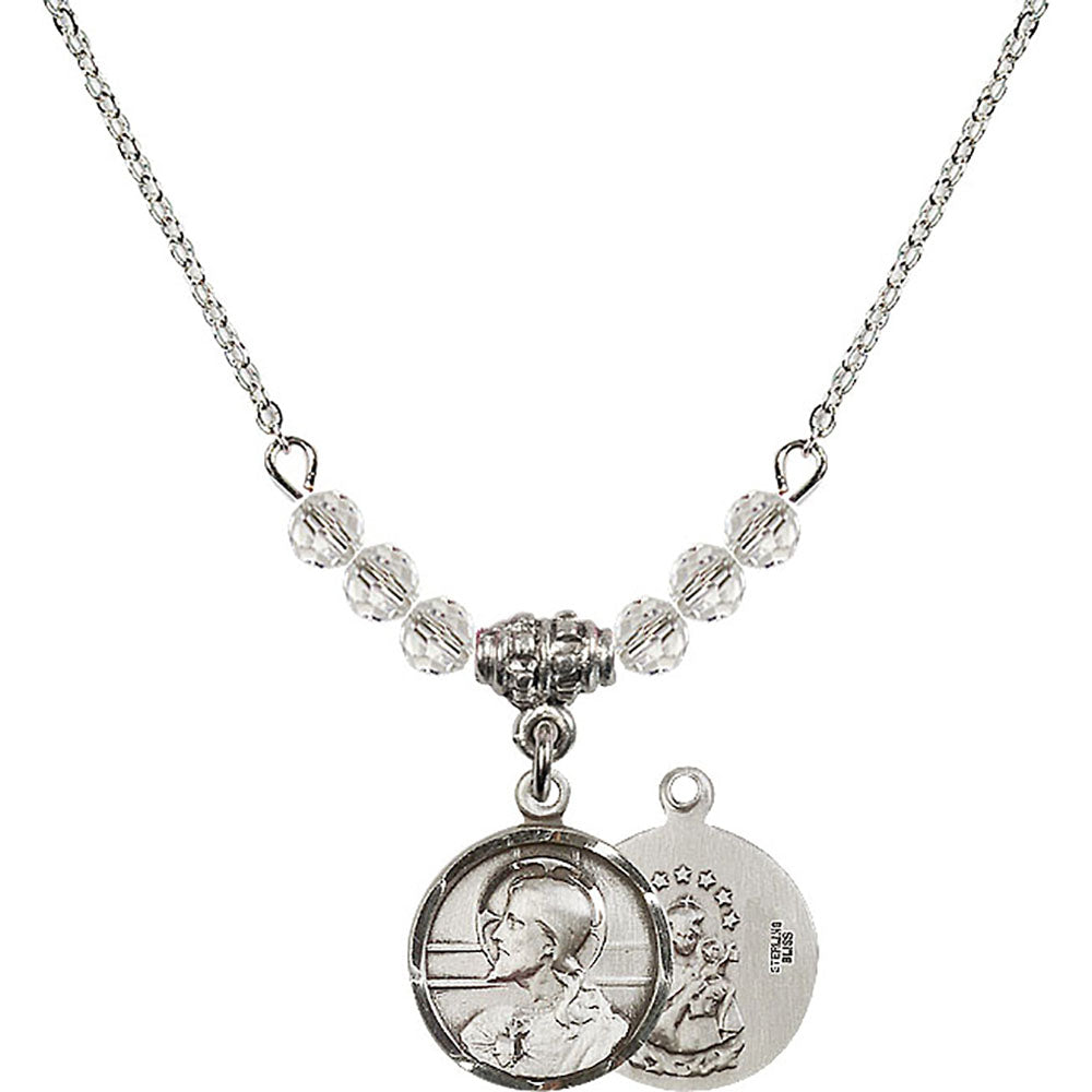 Sterling Silver Scapular Birthstone Necklace with Crystal Beads - 0601