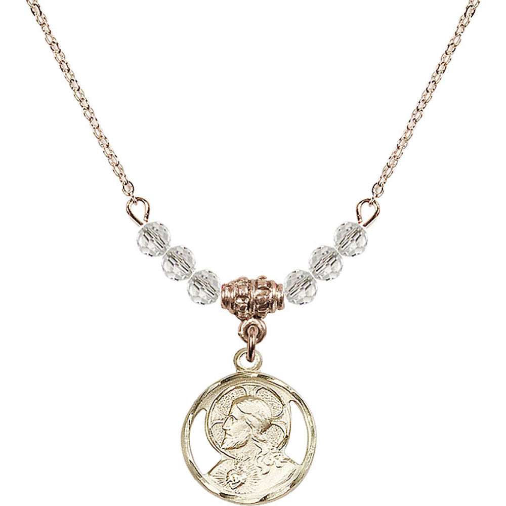 14kt Gold Filled Scapular Birthstone Necklace with Crystal Beads - 0611