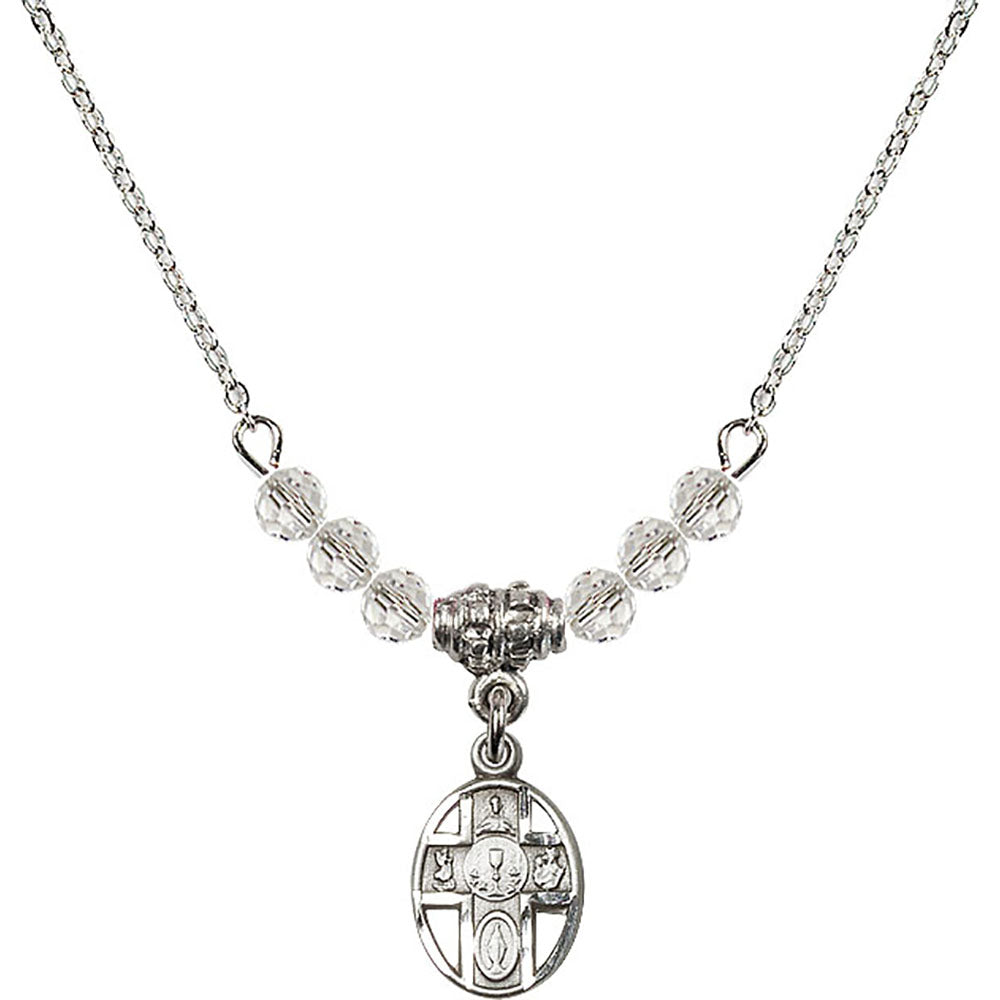 Sterling Silver 5-Way / Chalice Birthstone Necklace with Crystal Beads - 0979