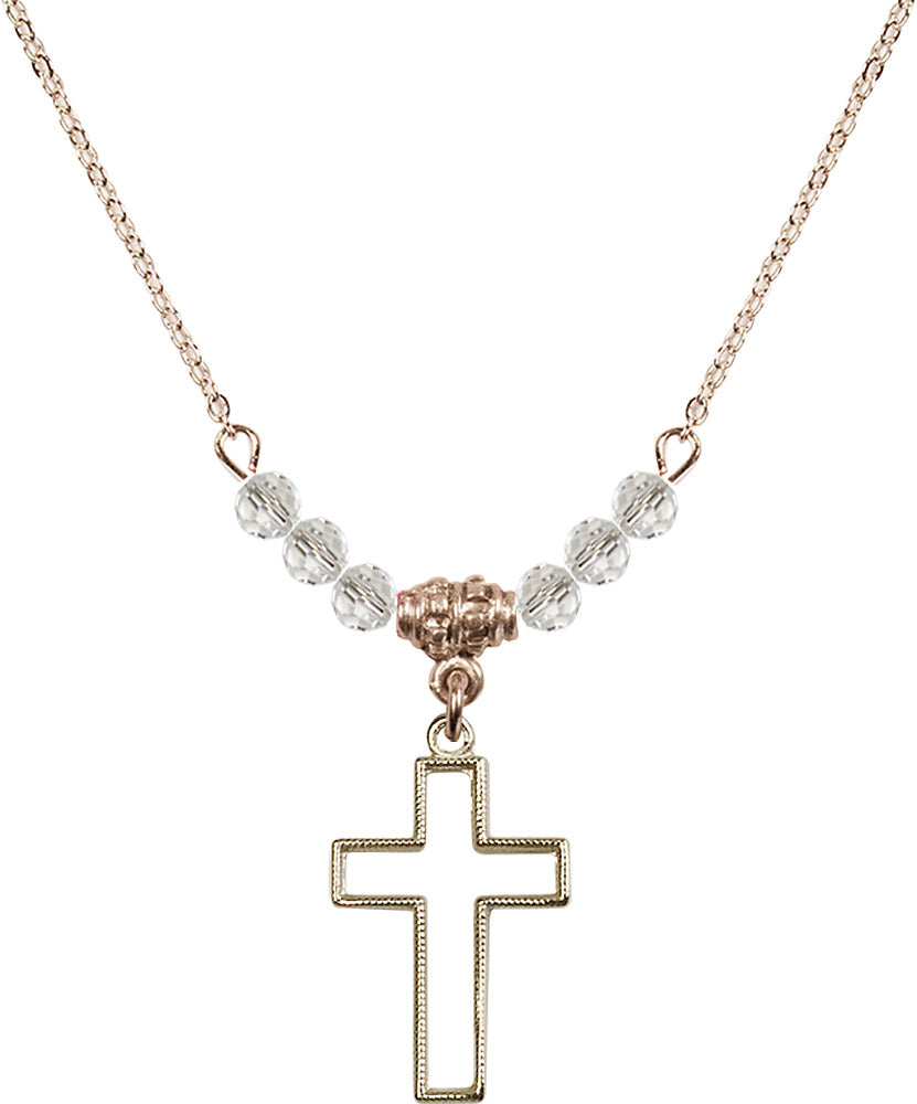 14kt Gold Filled Cross Birthstone Necklace with Crystal Beads - 1708