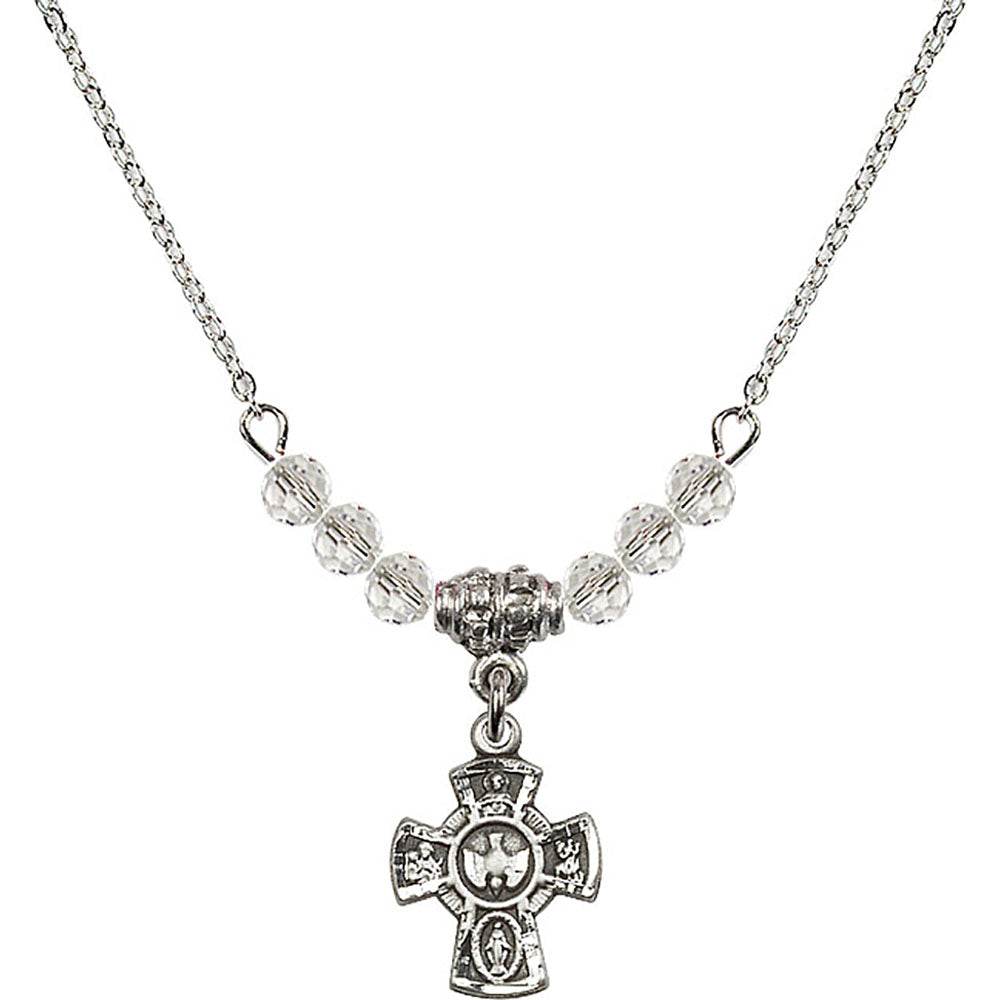 Sterling Silver 5-Way Birthstone Necklace with Crystal Beads - 3145
